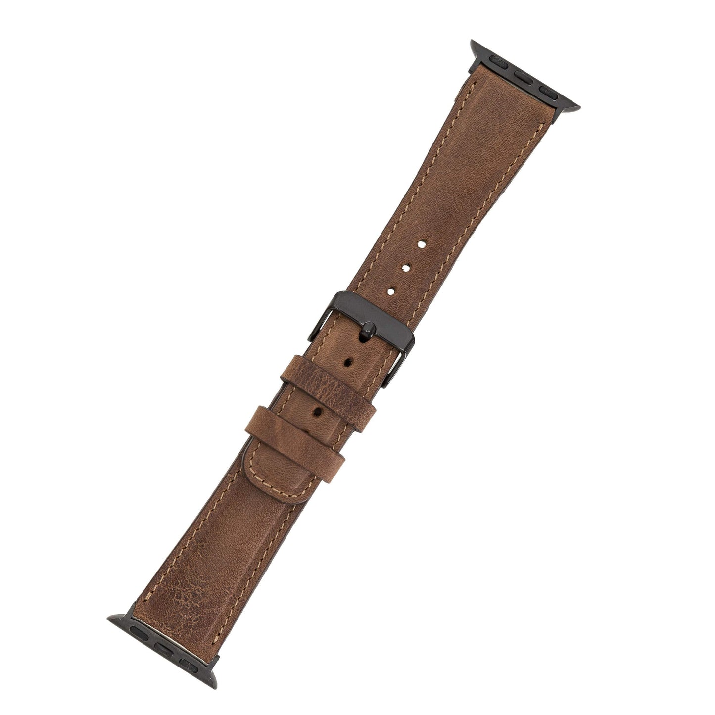 benvato Premium Handmade Leather Watch Band for Apple Watch SE 3 2 1 & Series 11 10 9 8 7 6 5 4 3 2 1 fits 42mm 41mm 40mm 38mm (Saddle Brown w/Black Connector&Clasp)