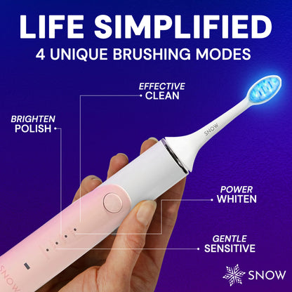 SNOW LED Electric Toothbrush Gen 2 - Rechargeable Electronic Brush for Adults - Sonic Technology w/LED Light Whitening & Cleaning Powered w/Sonic Technology for Oral Routine Coastal Sunset Pink Gen2