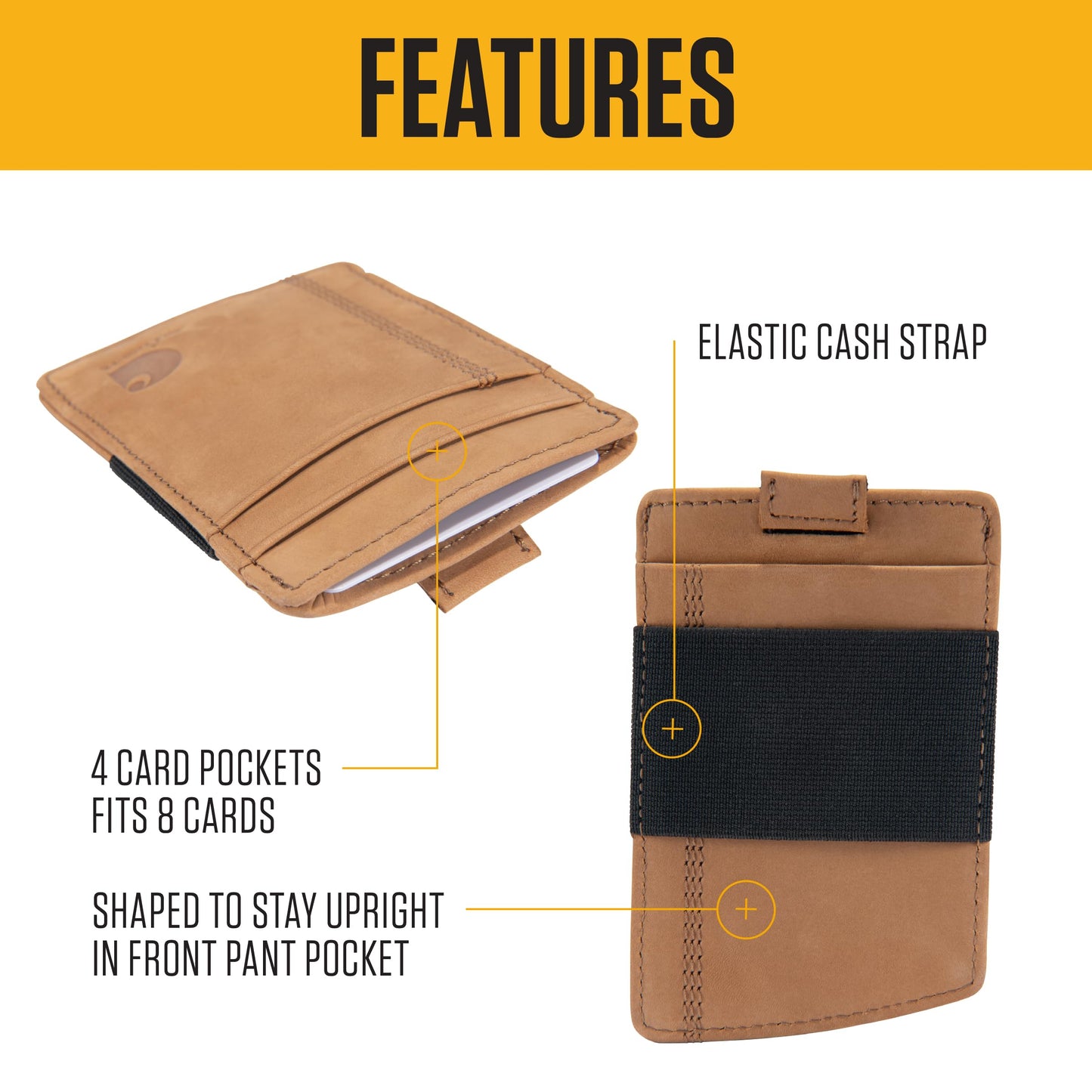 Carhartt Men’s Full Grain Saddle Leather Wallets, RFID Blocking Bifold, Trifold, and Front Pocket Options, Gifts for Men