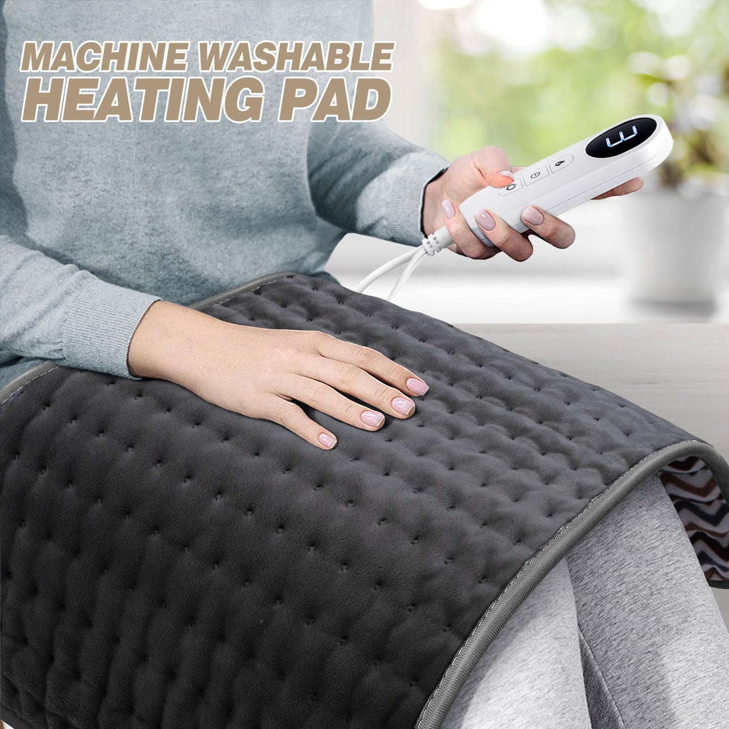 Heating Pad for Back Pain Relief, Gifts for Women, Mom, Men, Dad, Valentines Day, Mothers Day, Christmas, Heat Pads for Cramps, Shoulder, Waist, Abdomen, XL 12"x24" Heat Pad Machine Washable