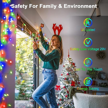 1296 LED 131FT Christmas Lights 288 Drops, Outdoor Hanging light with 8 Modes & Timer, Plug in Curtain String Light Outdoor Waterproof for House Holiday Wedding Party Garden Outside Decor (Multicolor)