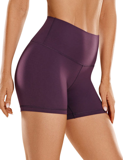 CRZ YOGA Butterluxe Biker Shorts 4'' - High Waisted Booty Workout Volleyball Yoga Womens Spandex Deep Purple Small