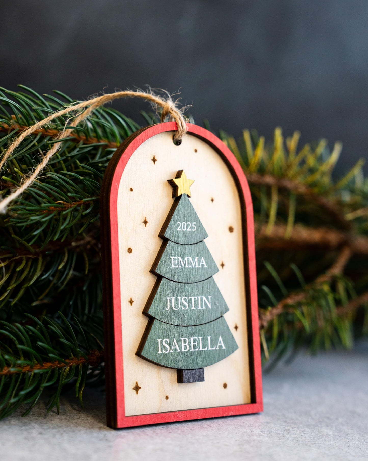 Family Christmas Ornament - 2025 Personalized 3D Ornament with Names