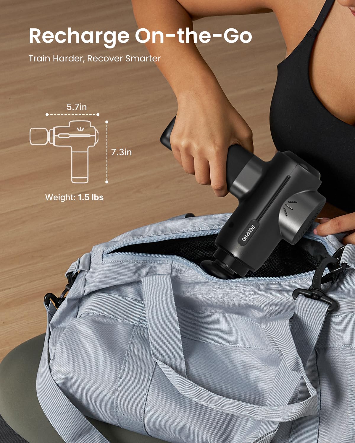 RENPHO Massage Gun Deep Tissue, Portable Percussion Massager for Back and Neck, Gifts for Men and Women, Handheld Device with Carry Case, Active Green