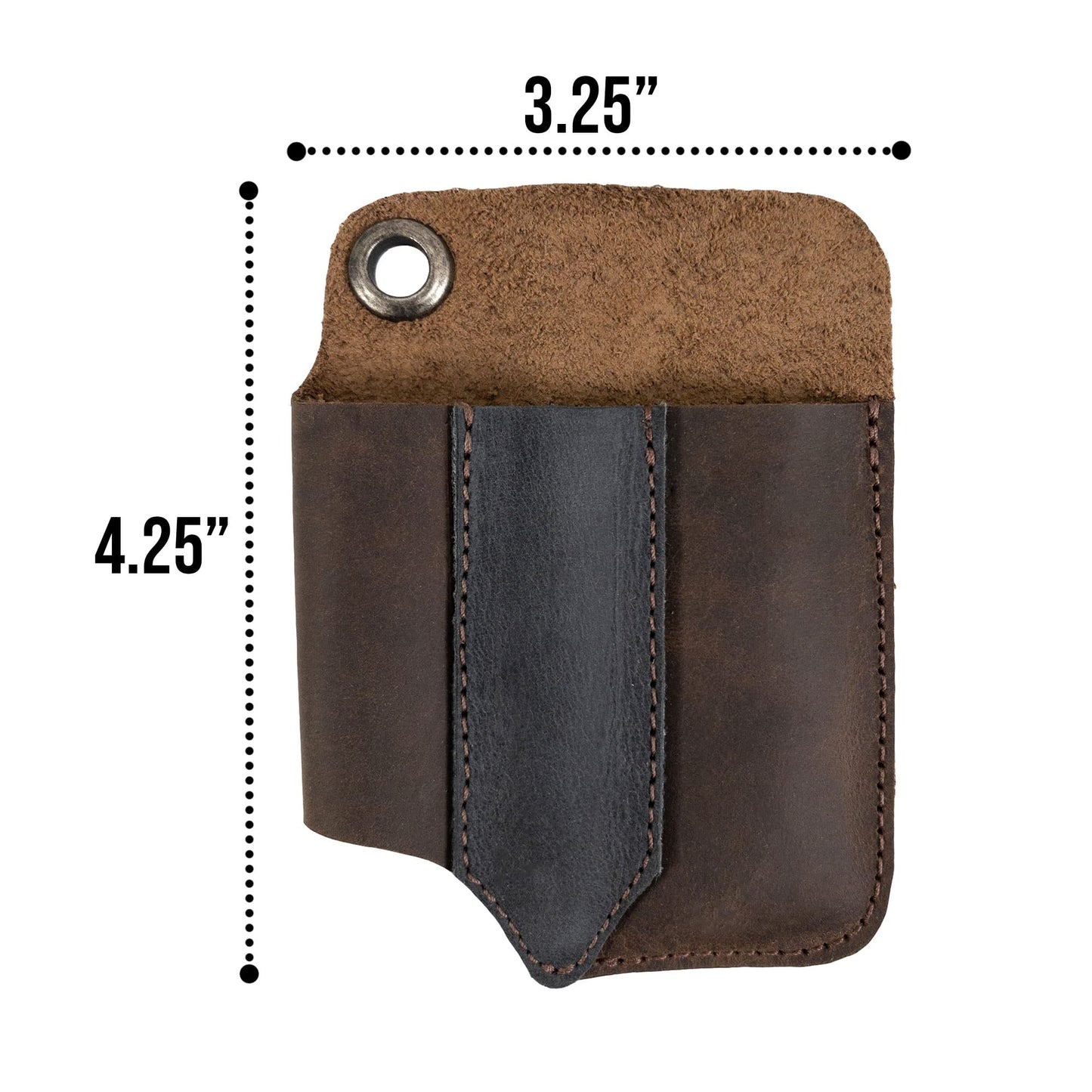 Valhalla Gear, EDC Tool Holster, Rustic Sleeve for Tools, Pocket Case, Full Grain Leather, Handmade, (Bourbon Brown/Charcoal Black)