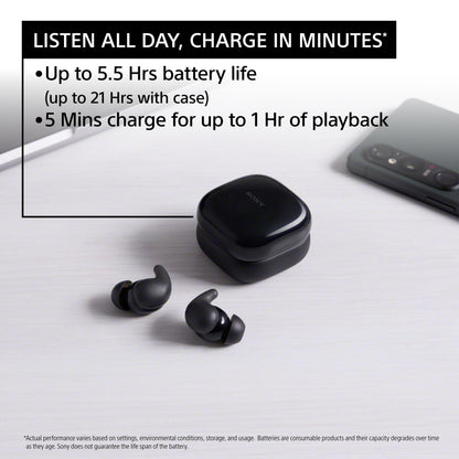Sony LinkBuds Fit Truly Wireless Noise Canceling Earbud Headphones, Small & Light with Newly Developed Air Fitting Supporters, Black