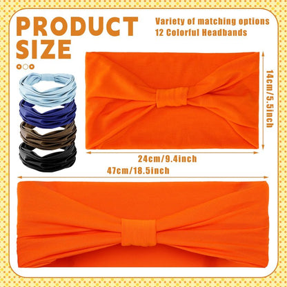 Chicingyou 12 Pcs Headbands for Women Wide Sweat Absorb Headbands Thick Sports Stretchy Sweat Bands Non-Slip Hairbands for Running Yoga Boho Twisted Hair Accessories(Classic Style)