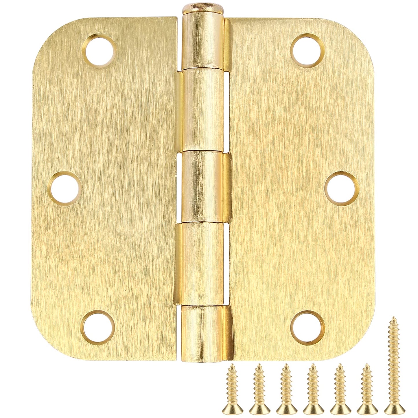 Rounded Door Hinges 3-1/2" x 3.5 inch, 5/8 Radius, Satin Brass 3 ½ Inch 18 Pack