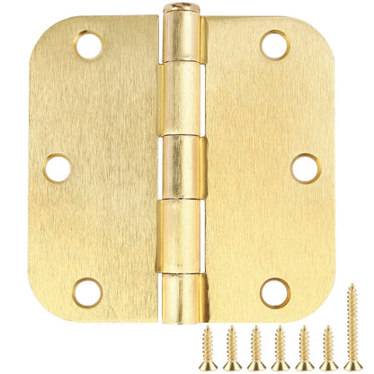 Rounded Door Hinges 3-1/2" x 3.5 inch, 5/8 Radius, Satin Brass 3 ½ Inch 18 Pack