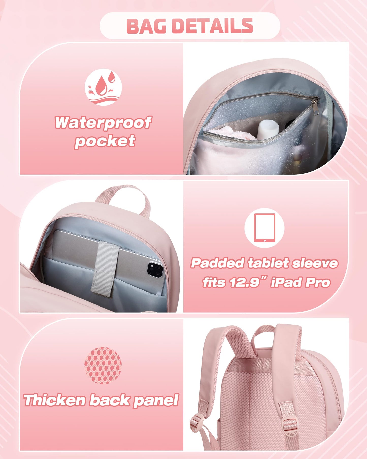 Smasrob Women Mini Backpack with Wet Pocket and RFID Blocking Pocket, Small Backpack Purse for Gym, Work, College or Travel, Pink