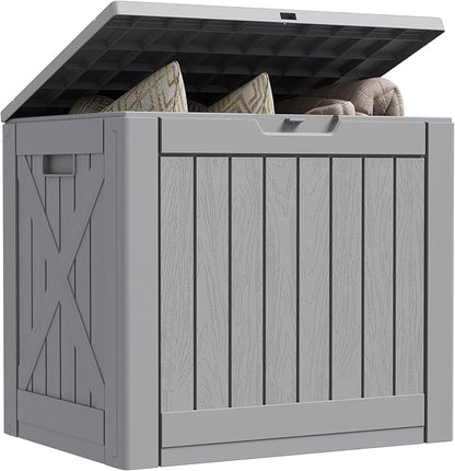 Greesum 40 Gallon Outdoor Deck Box, Resin Storage for Patio Furniture, Garden Tools, Pool Supplies, Weatherproof and UV Resistant, Lockable, Gray