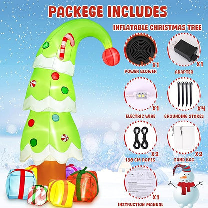FRAMICS 2025 New 7Ft Christmas Inflatables Outdoor Decorations, Whimsical Christmas Tree Blow Up Yard Decor with Gift Boxes, Weatherproof Xmas Tree Inflatable with LED Lights for Holiday Party Garden