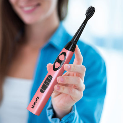 Sonic-FX Solo Electric Toothbrush - 3 Brushing Modes - with Intelligent Auto-Timer, Includes 2 Tooth Brush Heads, and 1 Interdental Head, Rechargeable, Electronic Charging/Storage Base (Black)