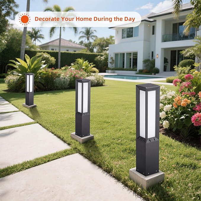 32'' Outdoor Path Light Hard Wired, AC100-240V Landscape Pathway Lights IP65 Waterproof, Modern Bollard Lights, 3000K Lighting Aluminum Driveway Lawn Floor Lamp for Walkway Patio Yard Garden