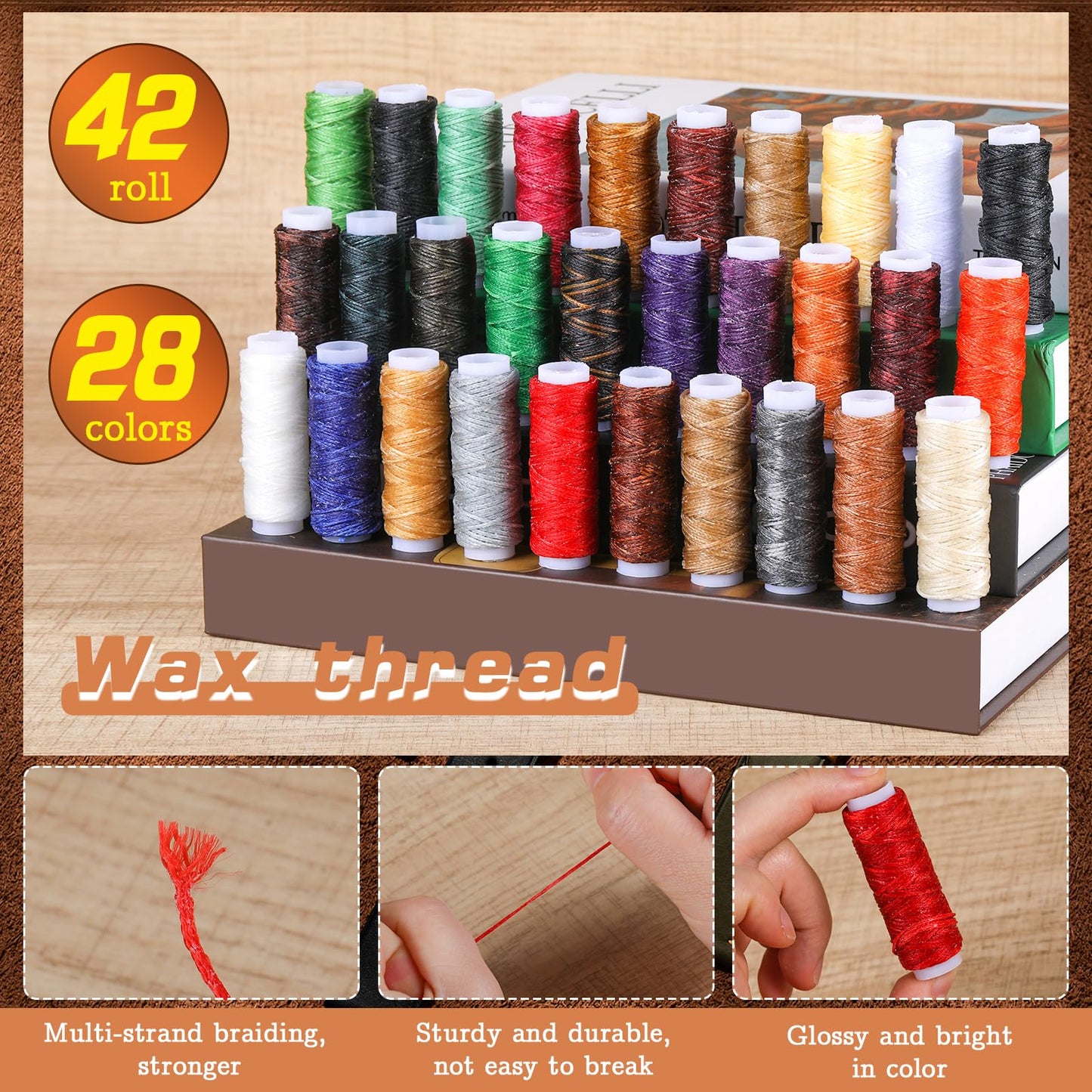 BUTUZE Sewing Kit, Leather Sewing Kit, Upholstery Repair Kit, Leather Sewing Tools with Large-Eye Stitching Needles, Waxed Thread, Leather Stitching Kit for DIY Leather Craft