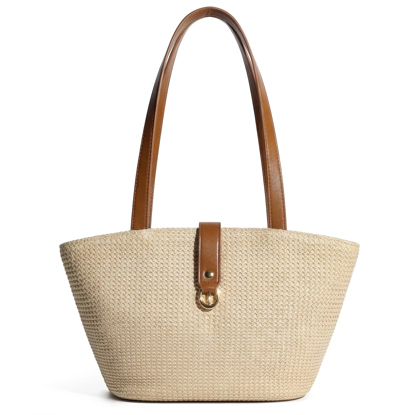 CHUNLI Straw Tote Bag for Women, Woven Raffia Straw Purse, Boho Beach Bag with PU Handle, Summer Vacation Resort Shoulder Bag