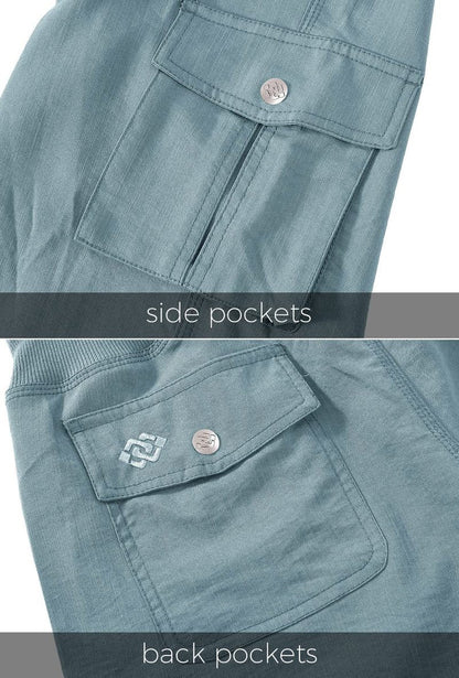 MoFiz Womens Capris with Pockets Loose Fit Casual Capri Pants Dressy Lightweight Ladies Baggy Cargo Pants for Hiking Grey Blue