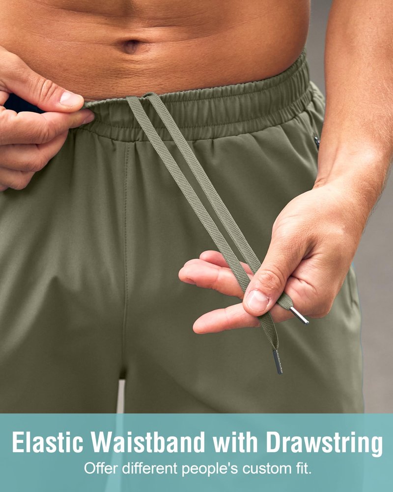 G Gradual Men's Athletic Running Shorts with Zipper Pockets Quick Dry 7"/ 5"/ 9" Workout Gym Shorts for Basketball Hiking(Sage Green,7M)
