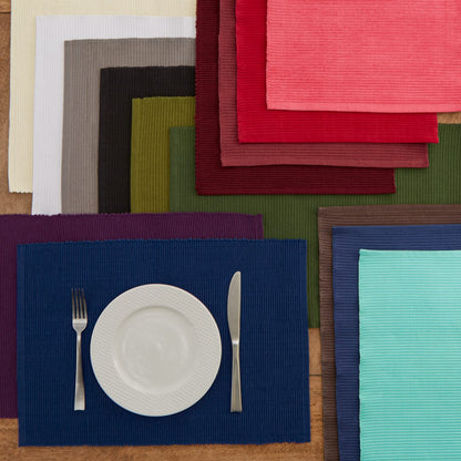 DII 100% Cotton Ribbed Everyday Basic Placemat (Set of 6), 13 x 9, Cardinal Red