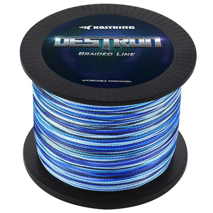 KastKing Destron Braided Fishing Line, Blue Camo , 300 yds-50lb-0.36mm