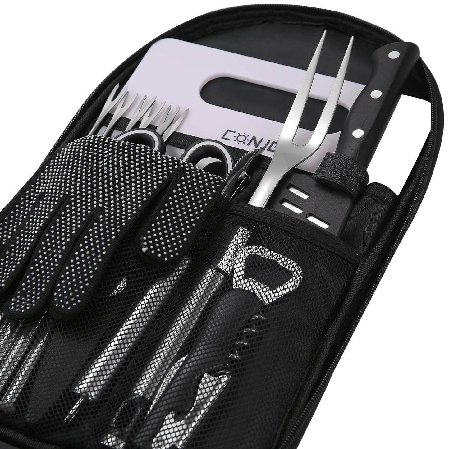 CONJGI Camping Cookware Storage Bag - Camping Cooking Utensils Set Bag Camping Tool Portable Storage Bag Suitable for Knife, Fork, Spoon, Chopping Board, Chef's Knife,Kitchenware Storage