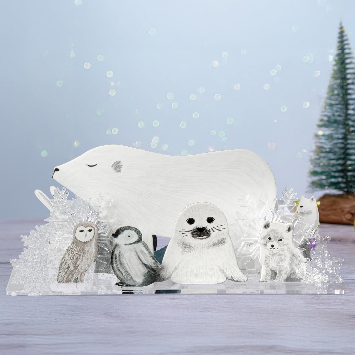 Cheerland Winter Centerpiece Decoration Arctic Polar Animal Snowflake Table Decor for Christmas Holiday Home Room Classroom Decor Winter Wonderland Party Supplies