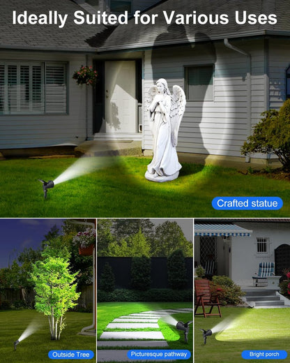 Solar Powered Spotlights Outdoor Waterproof Sunset Spot LED Lights Ultra Bright for Tree, Flag, Lawn, Statue, Pool, Garden, House, Wall, Yard, Path Outdoor Landscape Uplighting 6 Pack Cool White