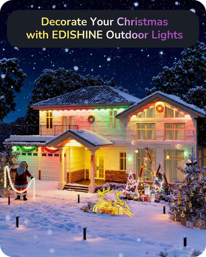 EDISHINE 150FT Cuttable Permanent Outdoor Lights Pro, 90 RGBIC Warm/White LED Eave Lights, 111+ Scene Modes House Lights Outdoor All Year, App/Voice/Remote, IP67 Waterproof for Party & Holiday Decor