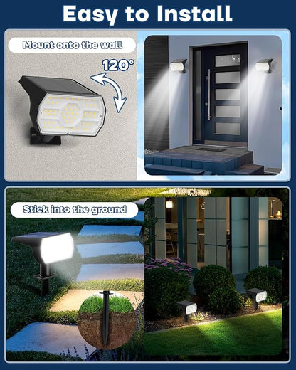Kaxiida Solar Lights Outdoor Waterproof IP68, 3 Lighting Models Solar Powered Spot Lights Outdoor, 56LED Solar Light Dusk to Dawn for Yard Patio Garden Pathway Landscape Lighting (White, 8 Pack)