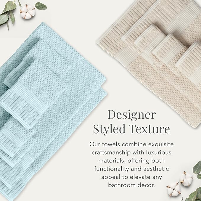 NY Loft 100% Cotton Towel Set 6 Piece | Super Soft & Absorbent Quick-Dry 2 Bath