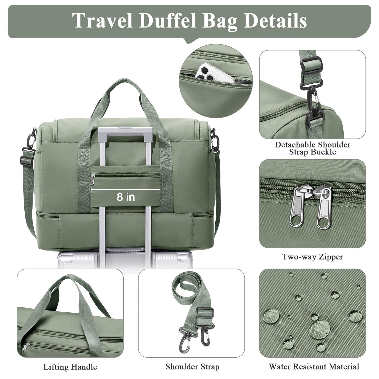 Extra Large Travel Duffle Bag,Carry on Overnight Weekend Bag with Shoes Compartment,Weekender Bags for Women for Travel Business Trips Sport Hospital