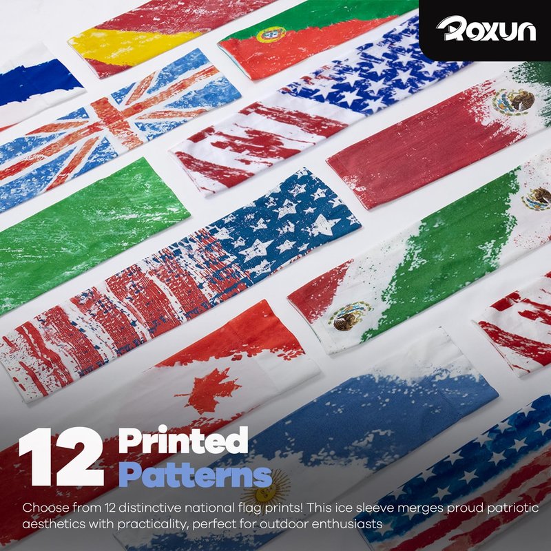 ROXUN 2 Pairs Flag Arm Sleeves Cooling UV Protection for Men Women Soccer Football Sports France Flag