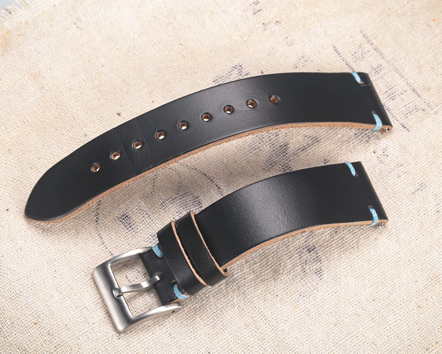hemsut h 20mm Leather Watch Bands for Men, Thin Soft Horween Leather Watch Strap Quick Release Vintage Watch Wrap