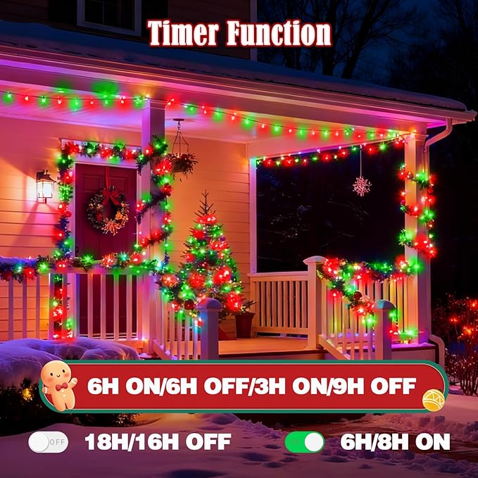 BHCLIGHT 240LED Christmas Voice Control String Lights Red & Green