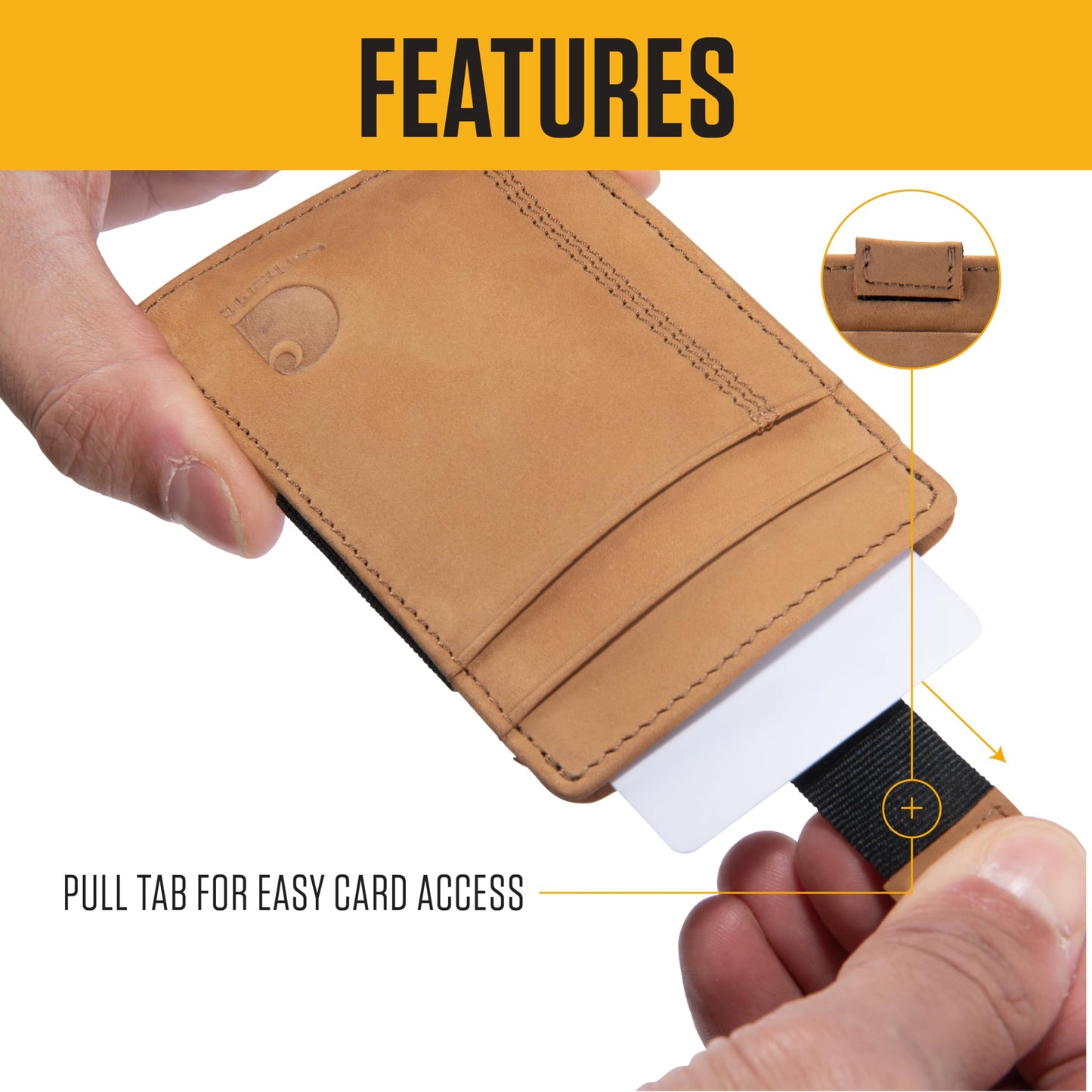 Carhartt Men’s Full Grain Saddle Leather Wallets, RFID Blocking Bifold, Trifold, and Front Pocket Options, Gifts for Men