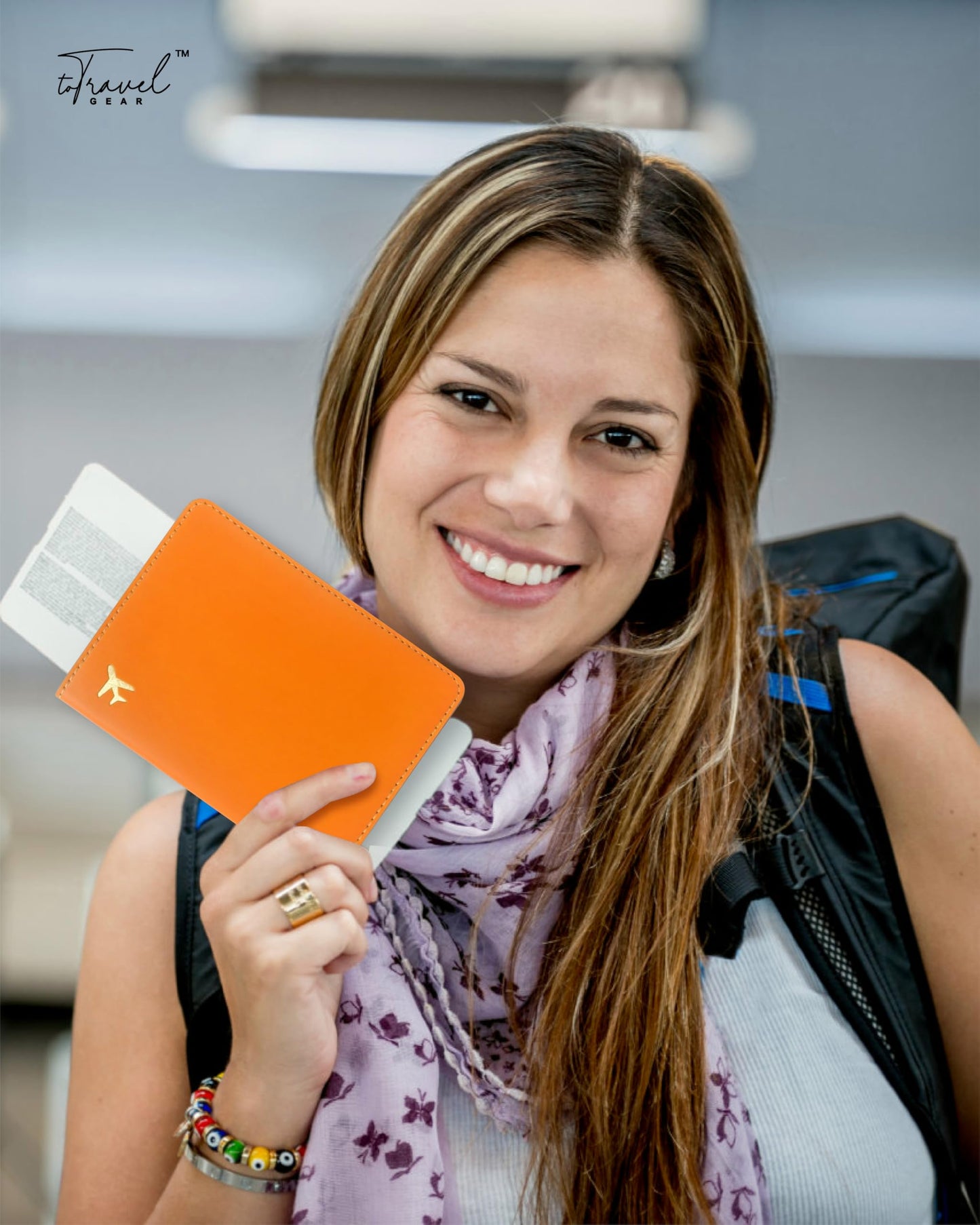 toTravelGear Passport Holder for Travel Essentials,RFID Blocking Passport Cover Case for Travel Accessories,Travel Wallet for Women Men (Orange)