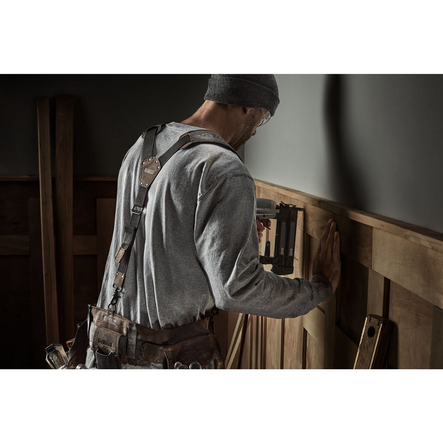 DEWALT Leather Tool Belt Suspenders, Y Back Design Adjustable, Heavy Duty Construction (DWST550116)