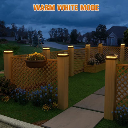 APONUO Solar Post Cap Lights for 4x4 Posts - IP64 Waterproof, 3000K LED, No-Wire Fence Lights & Deck Lights for Patio Garden Yard Patio, Black-Warm White, 12 Pack