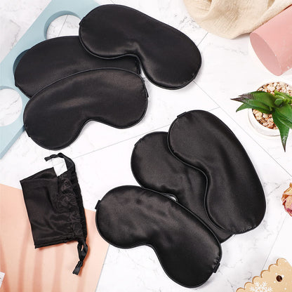 6 Pieces Natural Silk Sleep Mask Soft Eye Mask Adjustable Strap Blindfold Eyeshade Smooth Comfortable Eye Cover with Bag for Sleeping(Black, Taro Purple, Navy, Purple, Pink, Gray)