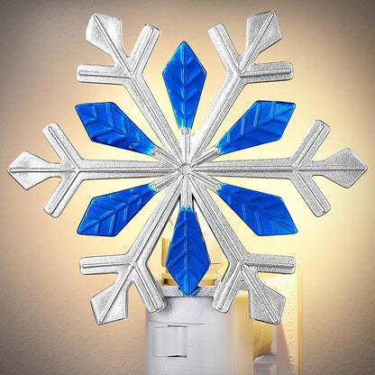 Christmas Decoration Snowflake Night Light Plug in, 120V C7 LED Xmas Wall Plugin Nightlights, Christmas Night Light Decor for Bedroom Bathroom Kitchen Hallway Stairs