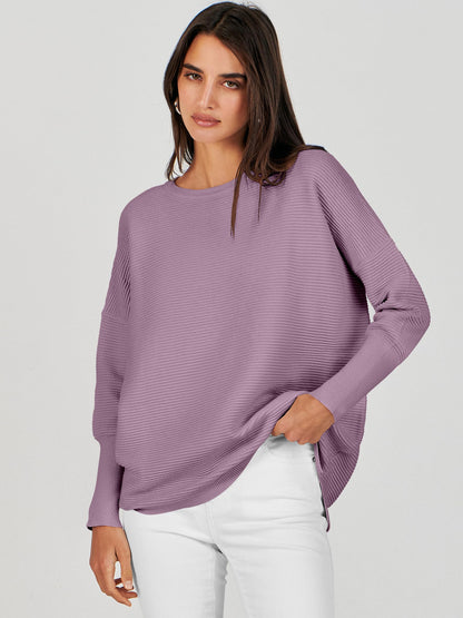 ANRABESS Womens Oversized Batwing Long Sleeve Ribbed Knit Sweaters 2025 Fall Outfits