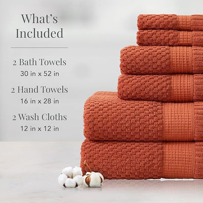 NY Loft 100% Cotton Towel Set 6 Piece Towel Set | Super Soft & Absorbent