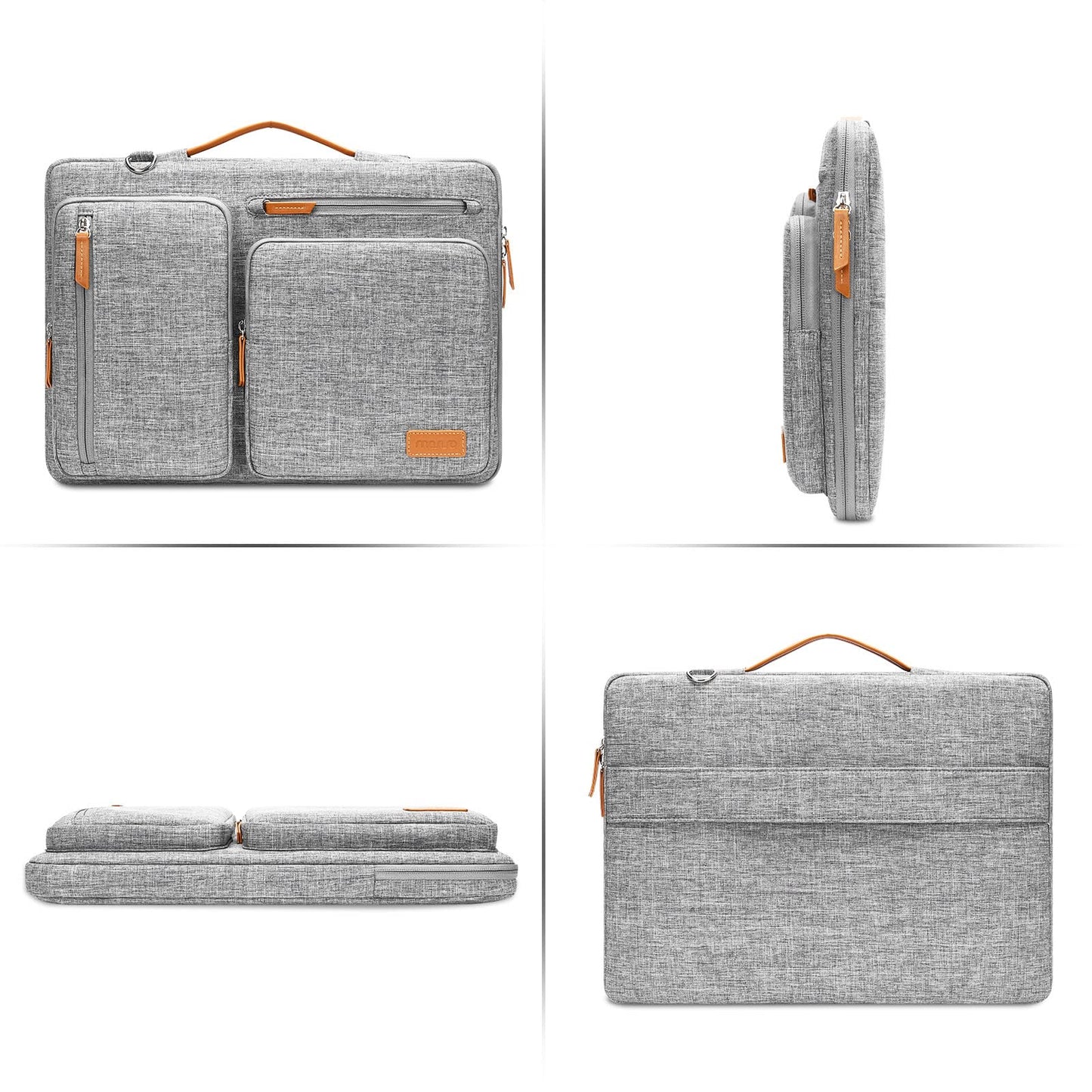 MOSISO 360 Protective Laptop Shoulder Bag,15-15.6 inch Computer Bags Compatible with MacBook Pro 16 inch, HP, Dell, Lenovo, Asus Notebook,Side Open Messenger Bag with 4 Zipper Pockets, Gray