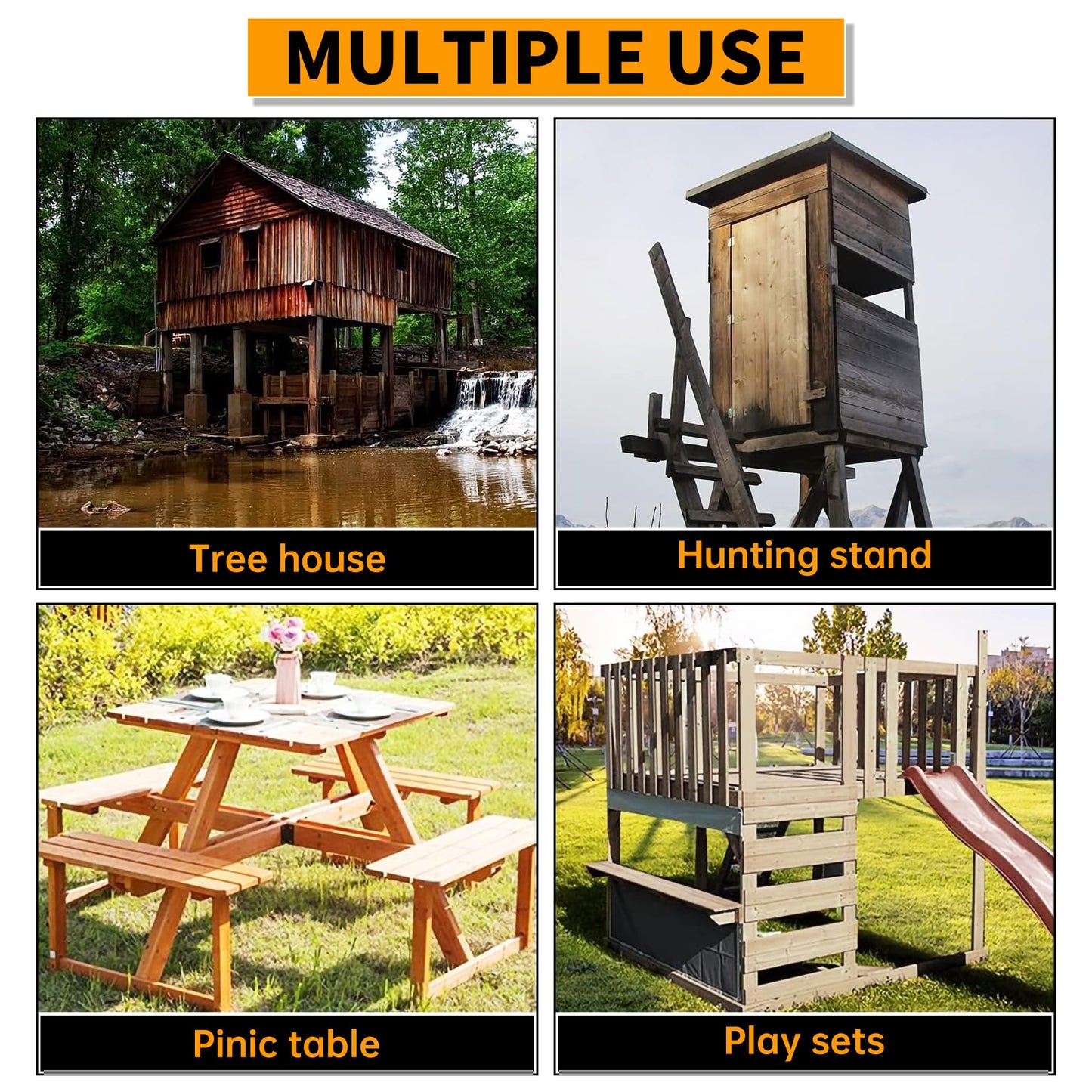 ECOTRIC Deer Stand Brackets 4x4 Deer Blind Brackets, 4Pcs Compound Angle