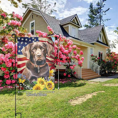 Labrador American Flag Patriotic Dog Garden Flag Welcome Party Outdoor Outside Decorations Picks Home House Garden Yard Decor 12x18 Inch