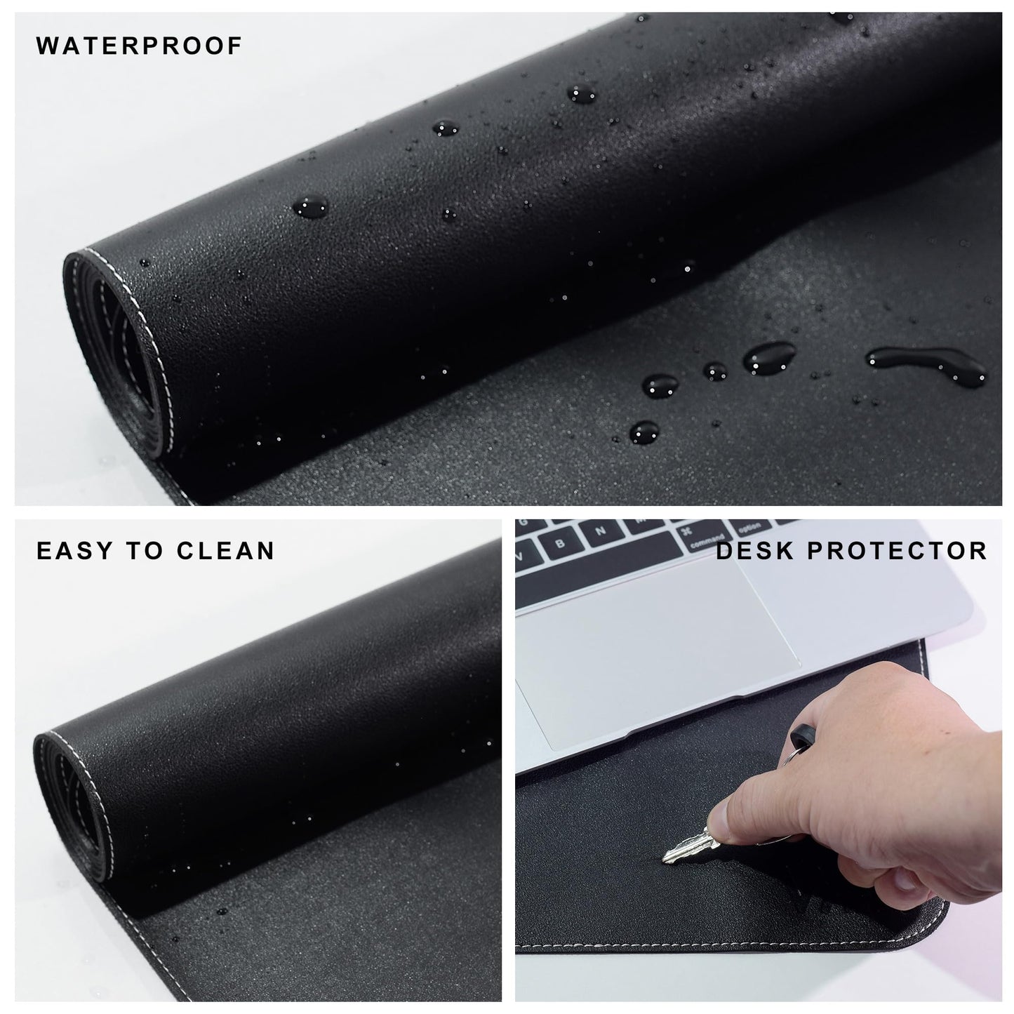 Vyaaa 59" x 28" Extra Large Leather Desk Mat, XXXL Desk Pad Protector, Huge Black Mouse Pad, Office Desk Mat for Home & Office, (Black) ﻿