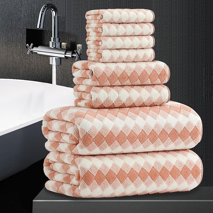 8 Piece Bathroom Towel Set |2 Oversized Bath Towels, 2 Hand Towels, 4