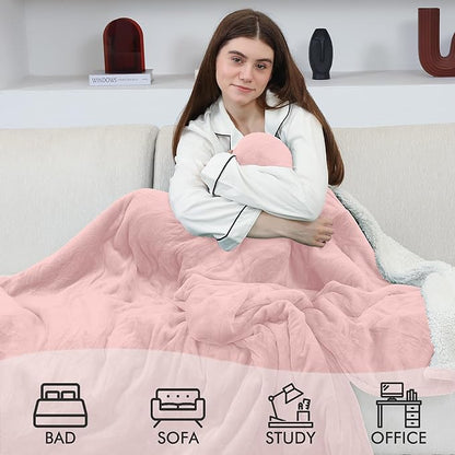 Electric Heated Blanket Full Size, Soft Cozy Flannel Sherpa Heating Blanket with 6 Heating Levels & 1-10 Hours Auto Off, Overheat Protection, Machine Washable Heating Blanket 72" x 84", Candy Pink