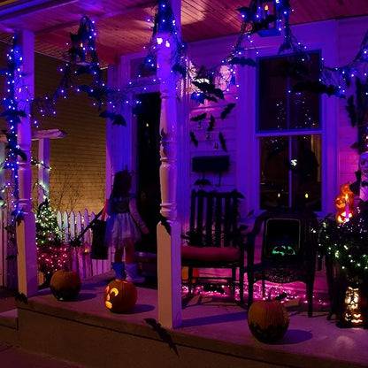 Dazzle Bright Purple Halloween Fairy String Lights, 4 Pack Total 80FT 240LED Copper Wire Battery Operated Waterproof Lights, Halloween Decorations for Indoor Home Outdoor Patio Yard Party Decor