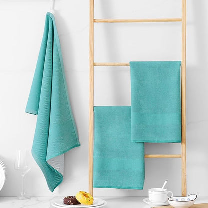 Homaxy Premium Kitchen Towels, Large Cotton Kitchen Hand Towels, Flat and Terry